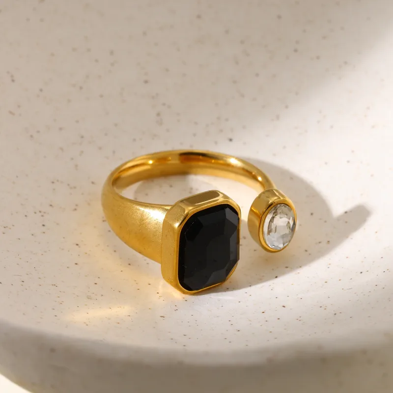 Black Button Ring